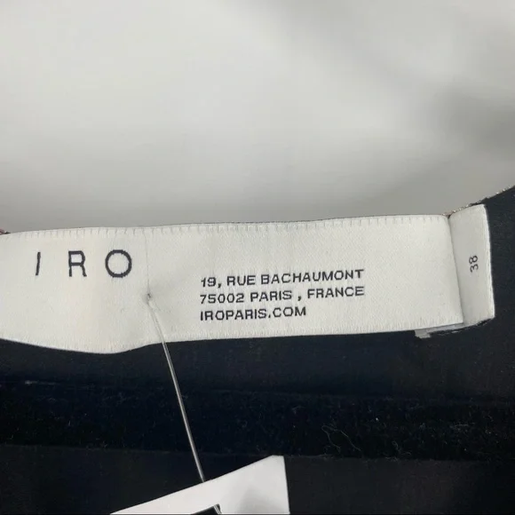 IRO NWT Buoux Metallic Print Ruffle V Neck Mini A Line Dress Black Fushia 38 New - Picture 8 of 11